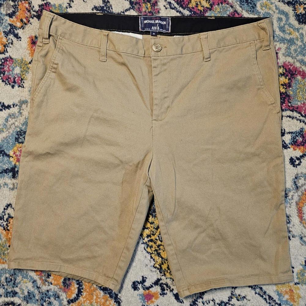 Michael Brandon Shorts Mens 38 Beige Khaki Cotton